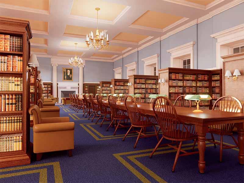 Rendering of a reading room in the Library